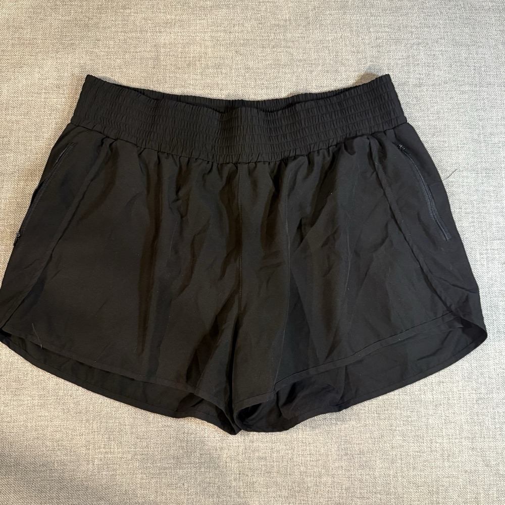 Rosvigor Women's 2XL Black Athletic Shorts Zip Pockets Stretch Running